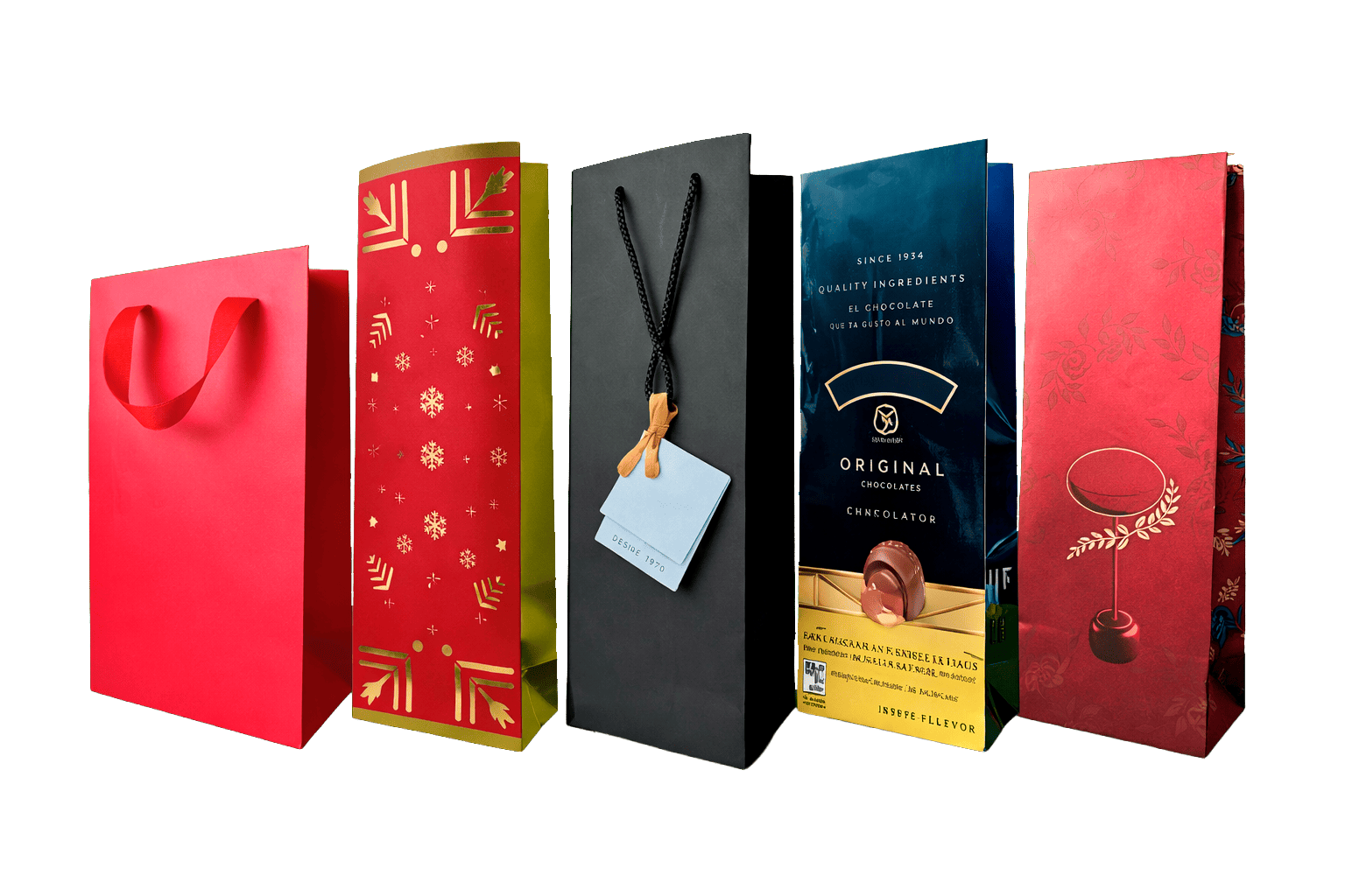 Bolsa de papel para presentar y transportar productos de tiendas, comercios y marcas comerciales.